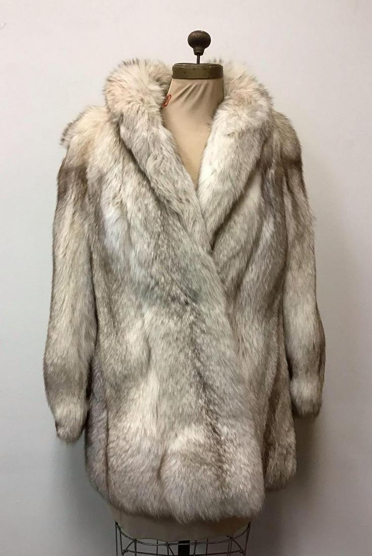 Blue Fox Fur Coat Jacket Vintage Fashion (1 of 8)
