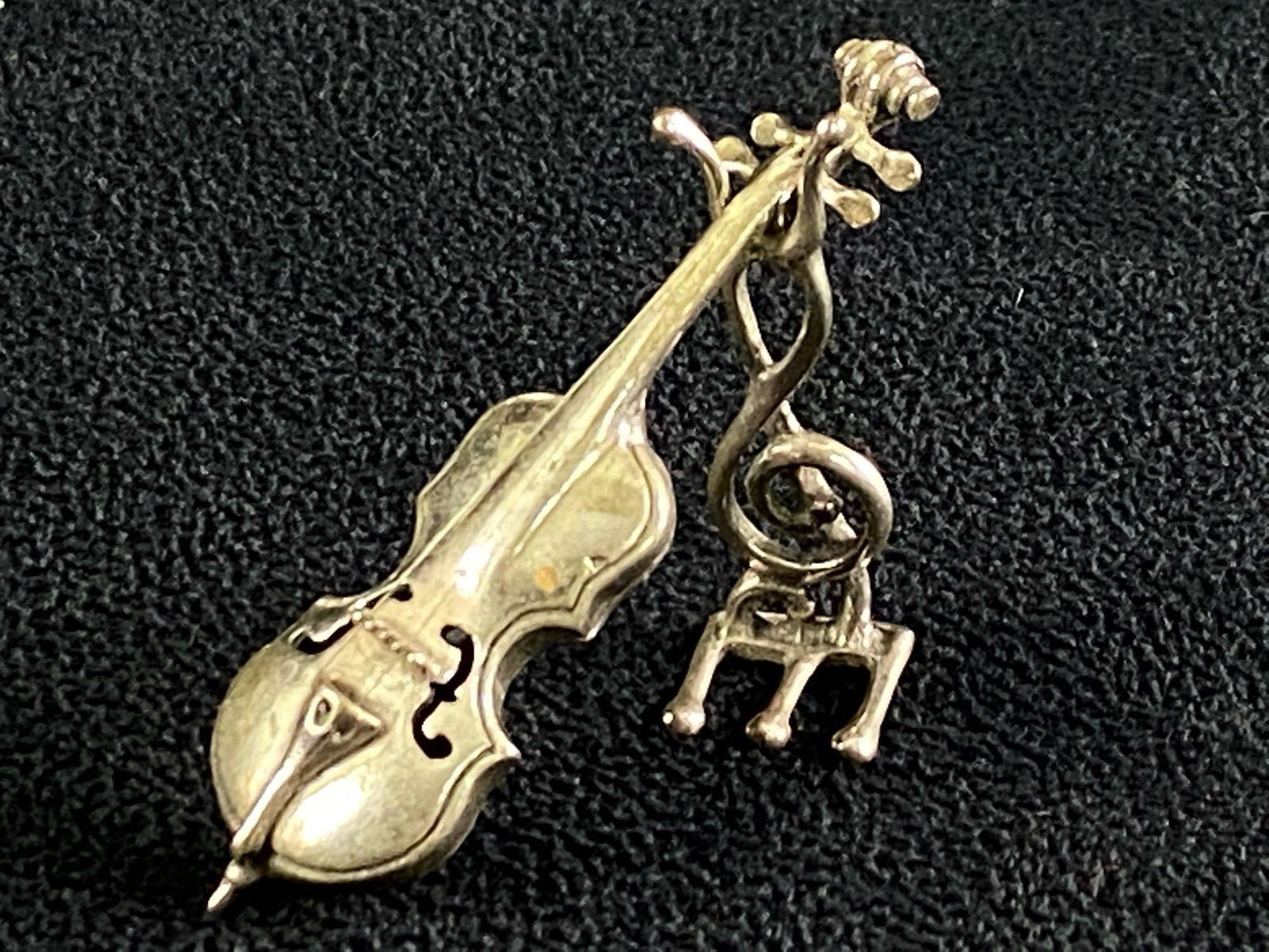 Vintage 800 Silver 3D Standup Base / Violin Charm & (1 of 6)