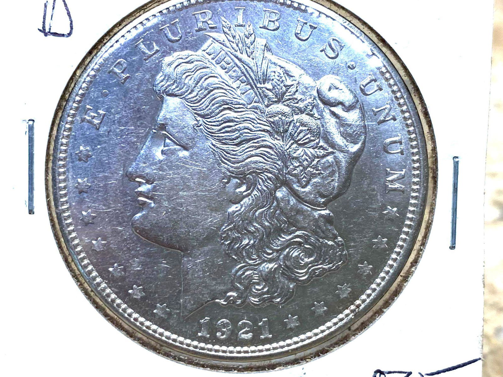 Antique US 1921 D MS 60 Morgan Silver Dollar (1 of 2)