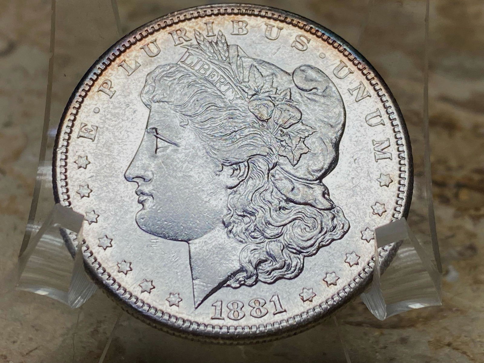 Antique1881 S VF US Morgan Silver Dollar (1 of 2)