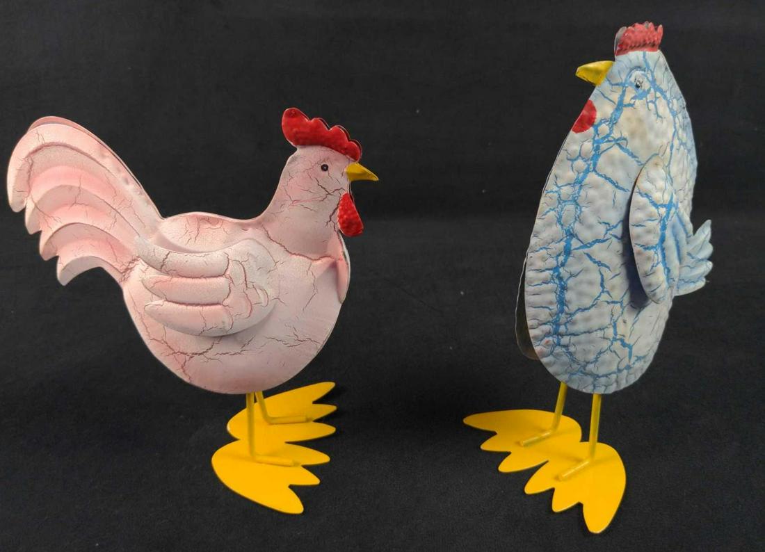 TwoTin Hand Painted Chickens Kitchen Art A (1 of 7)