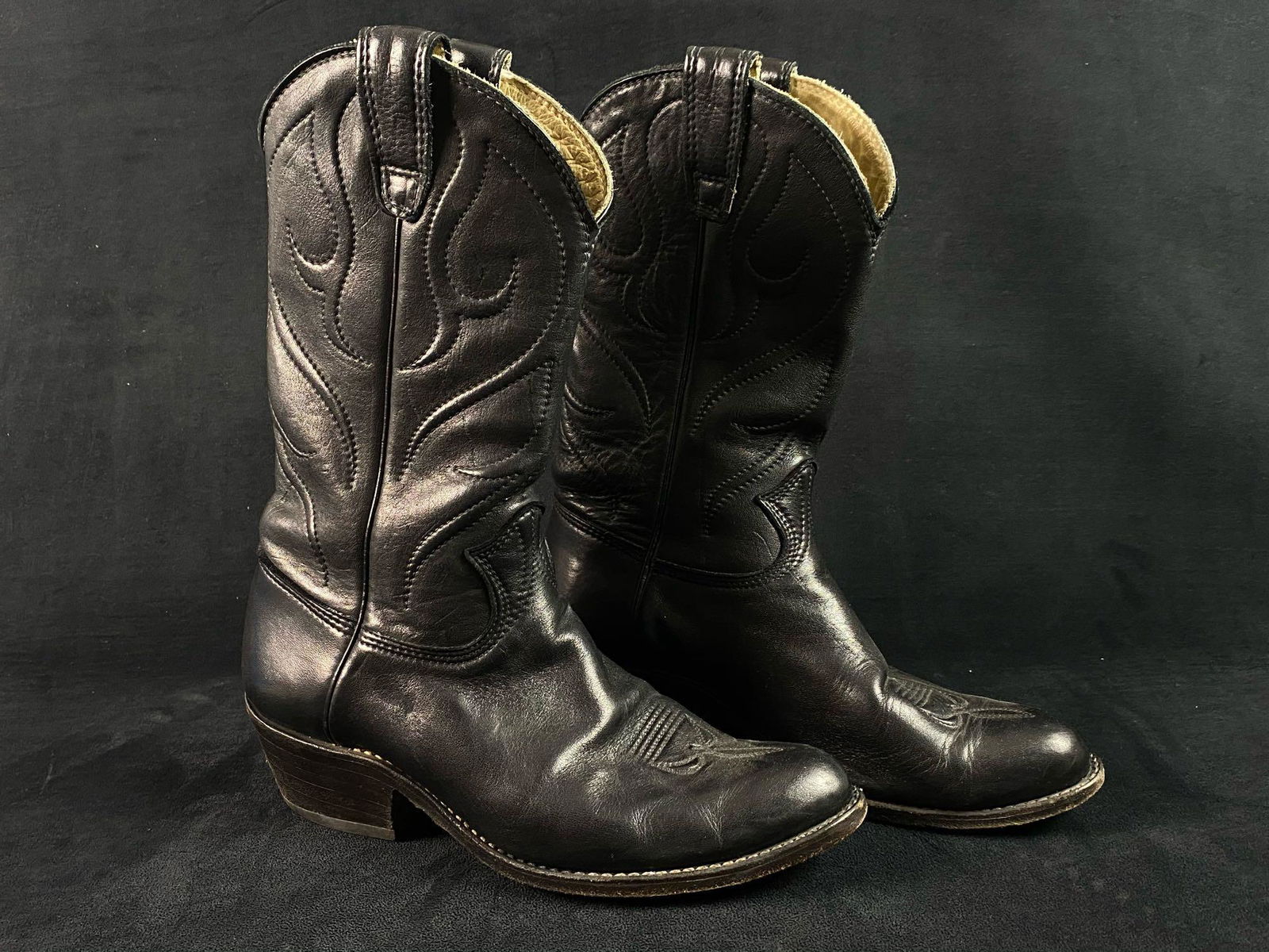 Vintage Stewart Boot Co Black Soft Leather Western (1 of 13)
