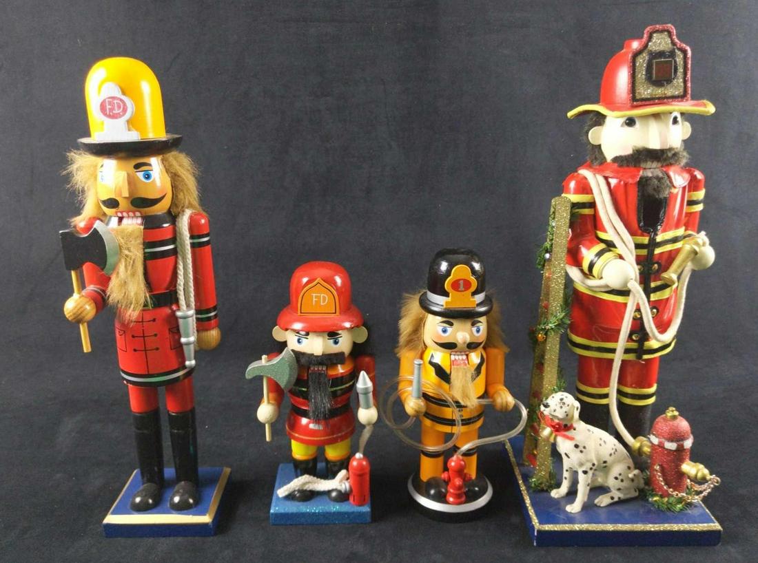 Four Wooden Firefighter Nutcrackers Christmas Holiday (1 of 10)