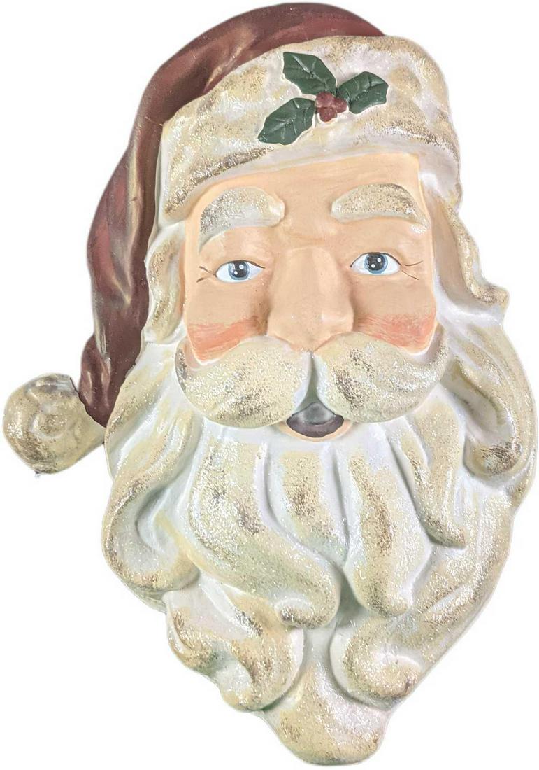 Vintage Christmas Holiday Resin Hangable Santa Head (1 of 4)