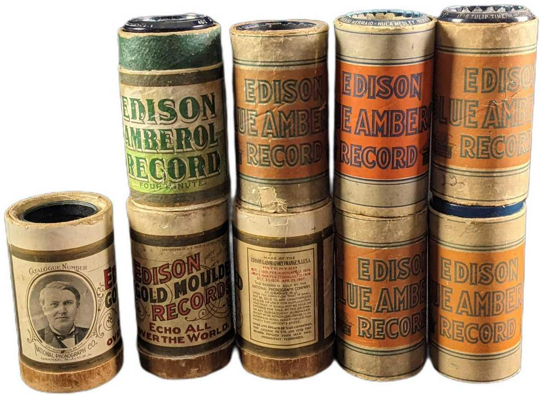 Nine Antique Thomas Edison Record Cylinders (1 of 10)