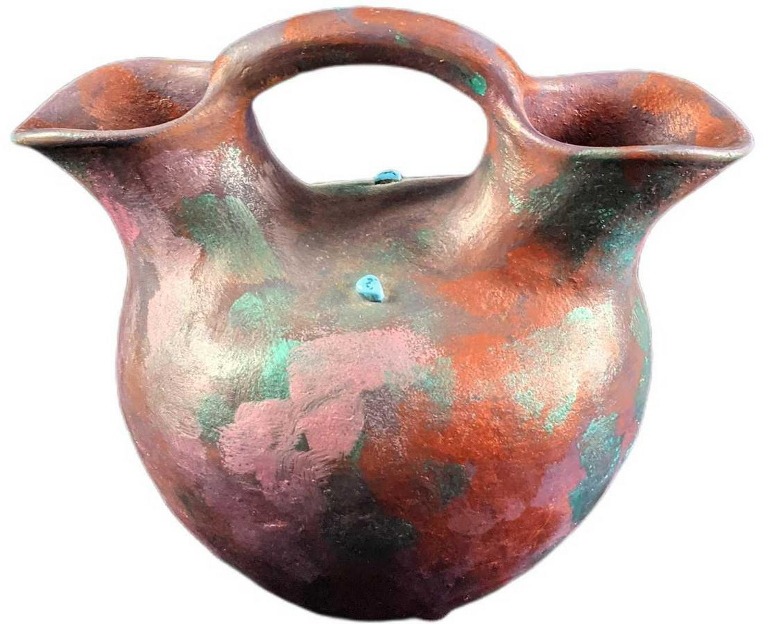 Two Spout Stoneware Jug Pueblo Clay Pottery Vase (1 of 7)