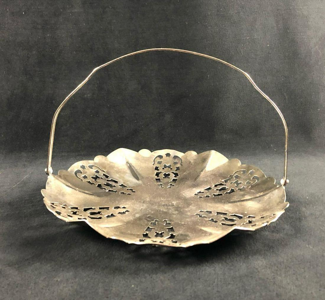 Silver Plate Cut Out Tray Swivel Handle Metal (1 of 9)