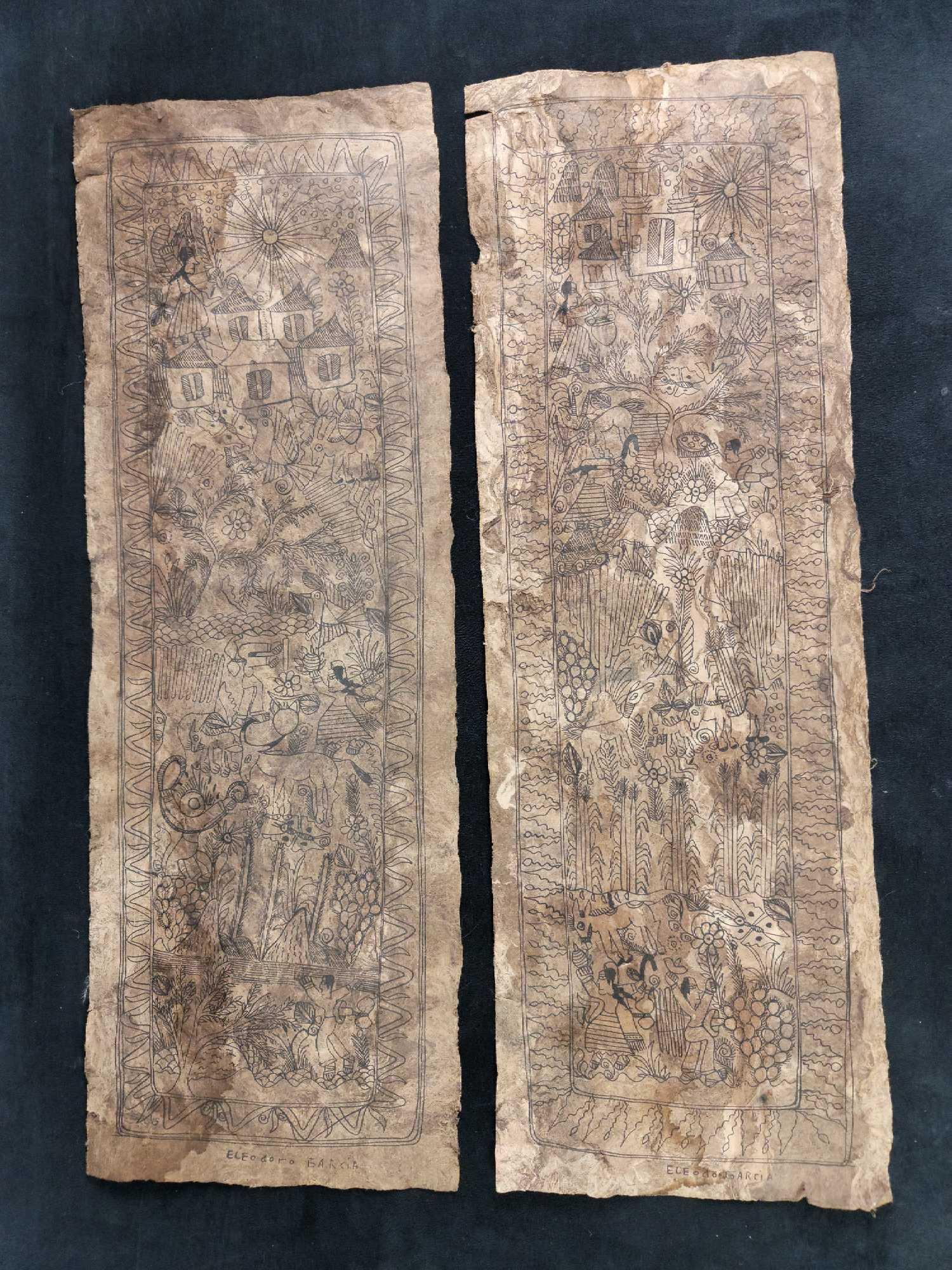 Drawings on Bark by Eleodoro Garcia Signed (1 of 11)