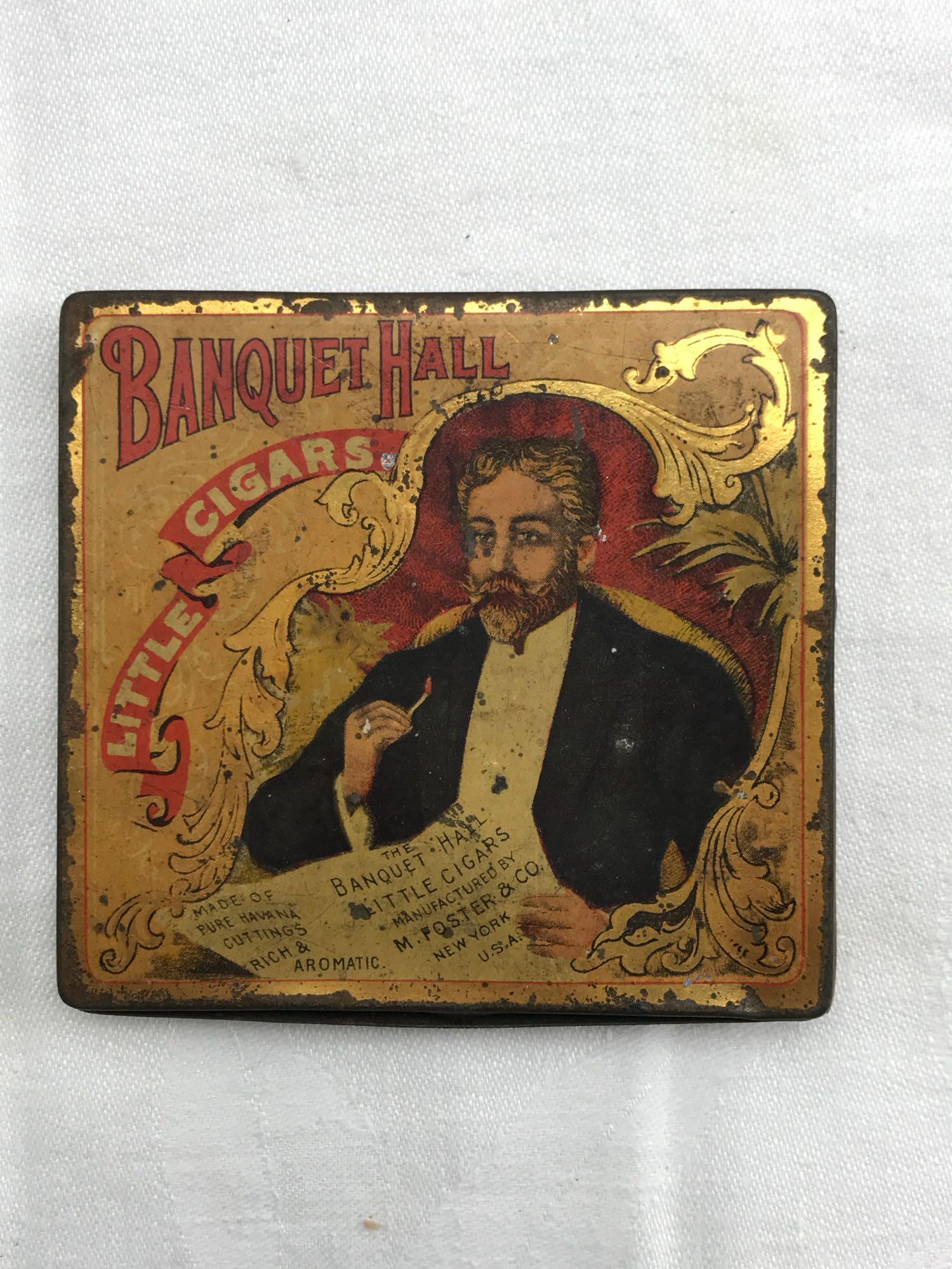 Banquet Hall Little Cigars Antique Tin (1 of 4)