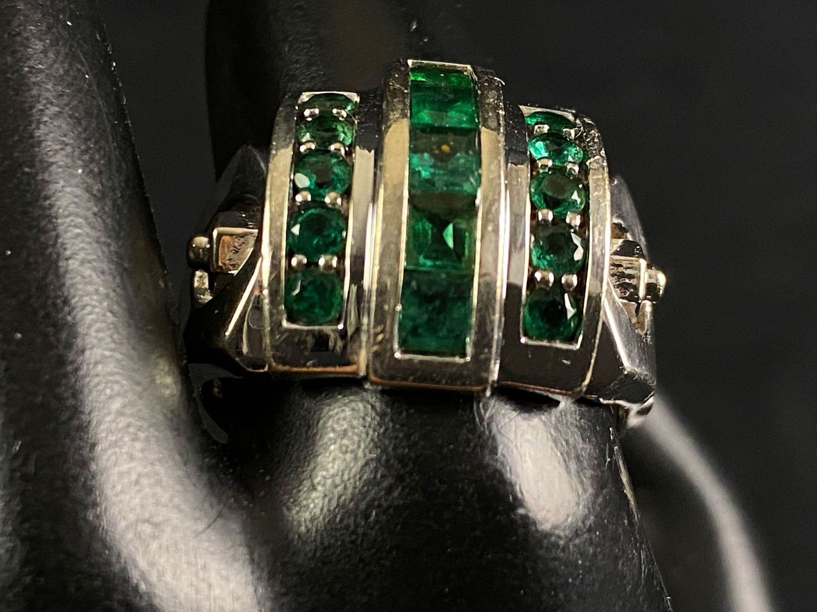 Vintage Mens 18K White Gold Natural 1.10 TCW Emerald (1 of 13)