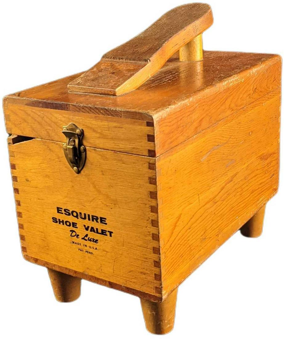 Vintage Wooden Esquire Shoe Valet Shoeshine Box (1 of 7)