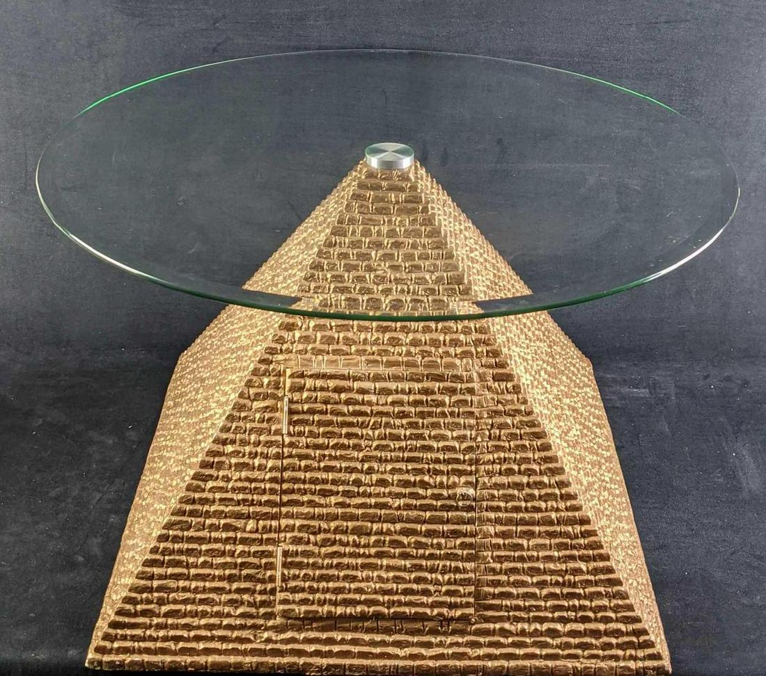 Egyptian Pyramid Of Giza Sculptural Glass Topped Table (1 of 6)