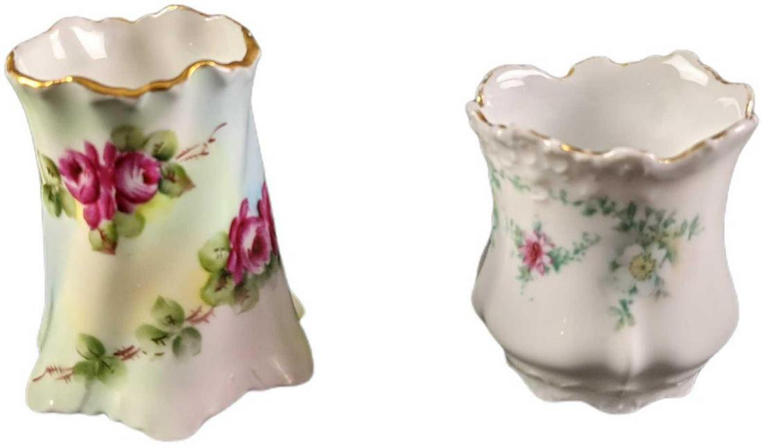 2 Vintage Porcelain Toothpick Holders Or Bud Vases (1 of 8)