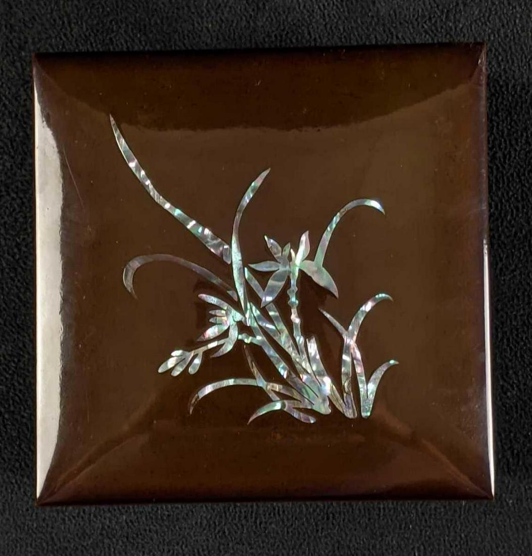 Wooden Square Jewelry Box Mother Of Pearl Inlay (1 of 4)