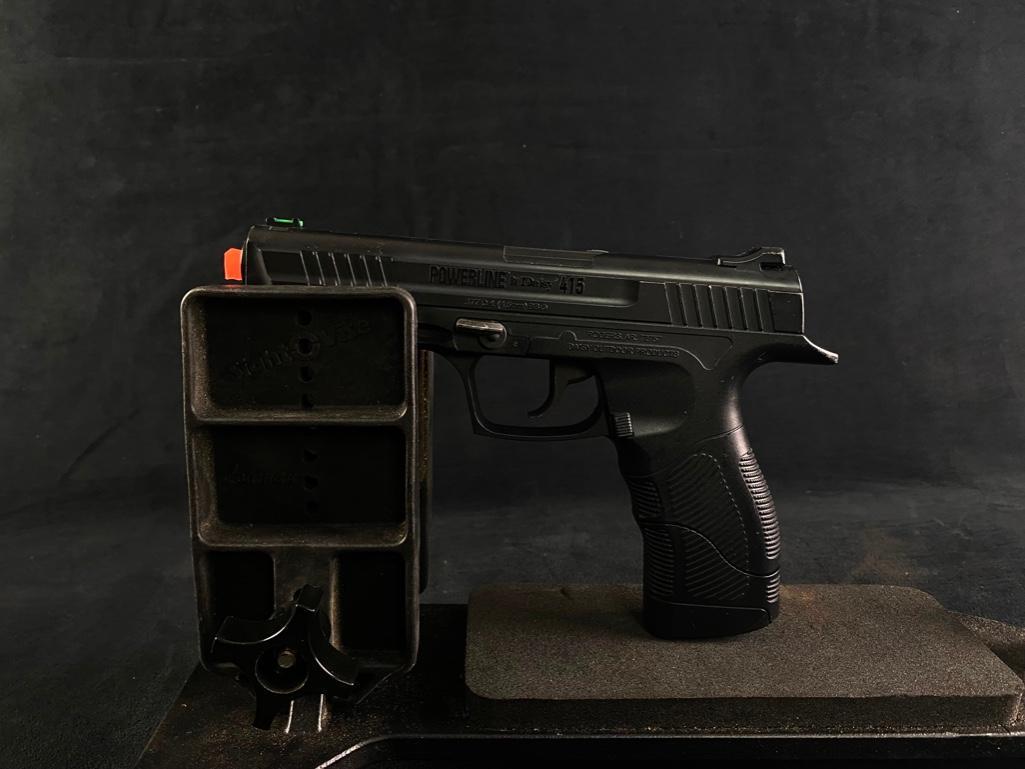 Daisy Powerline 415 Air Pistol: Daisy Powerline 415 Air Pistol Used Daisy air pistol, shoots standard 4.5 mm BB ammo that are filled from the top. Powered by CO2 cartridge that goes in the grip. Approximate size: 9" x 6" x 1.5" Appr