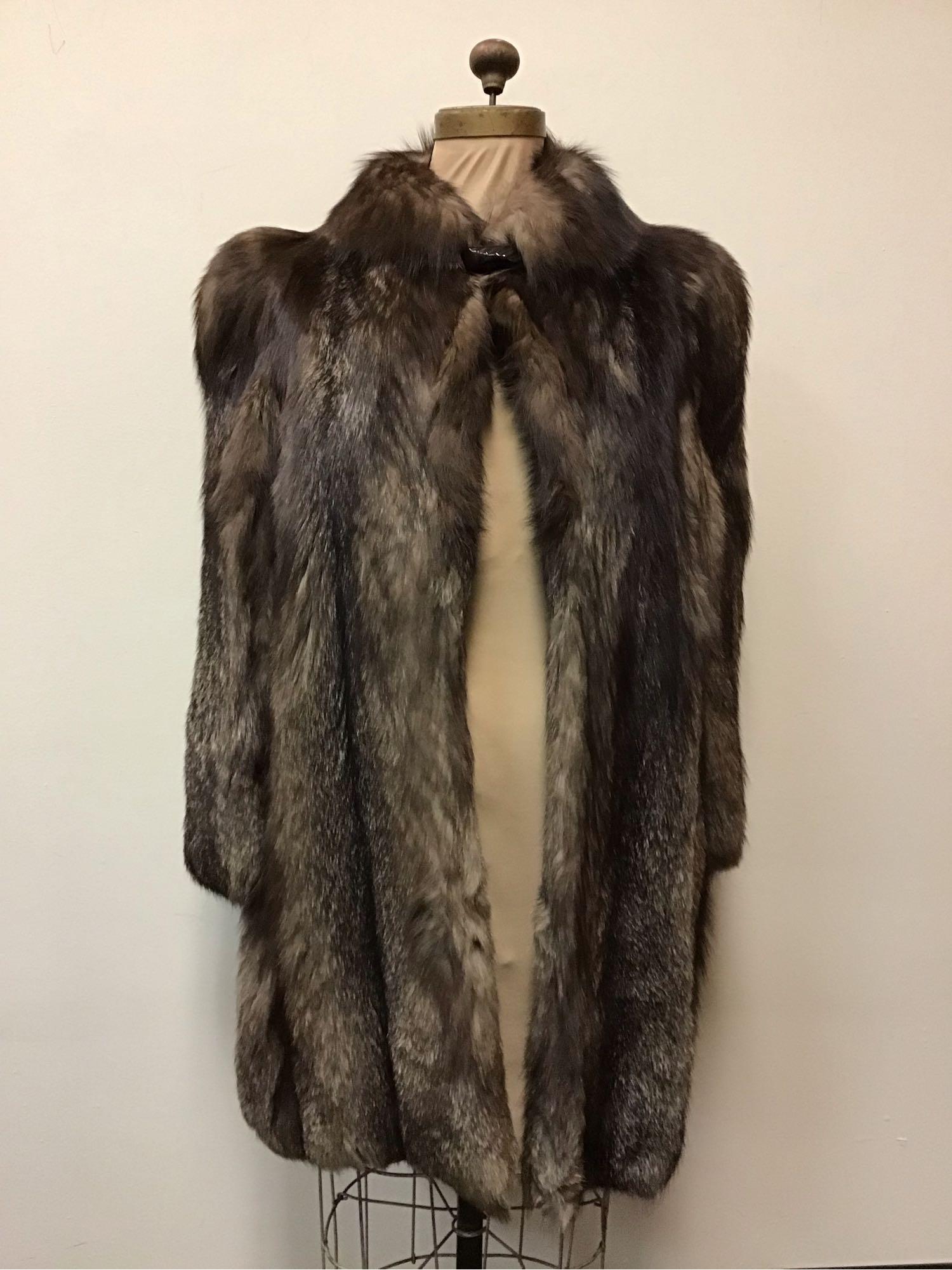 Indigo Fox Fur Button Coat Jacket Vintage Fashion (1 of 7)