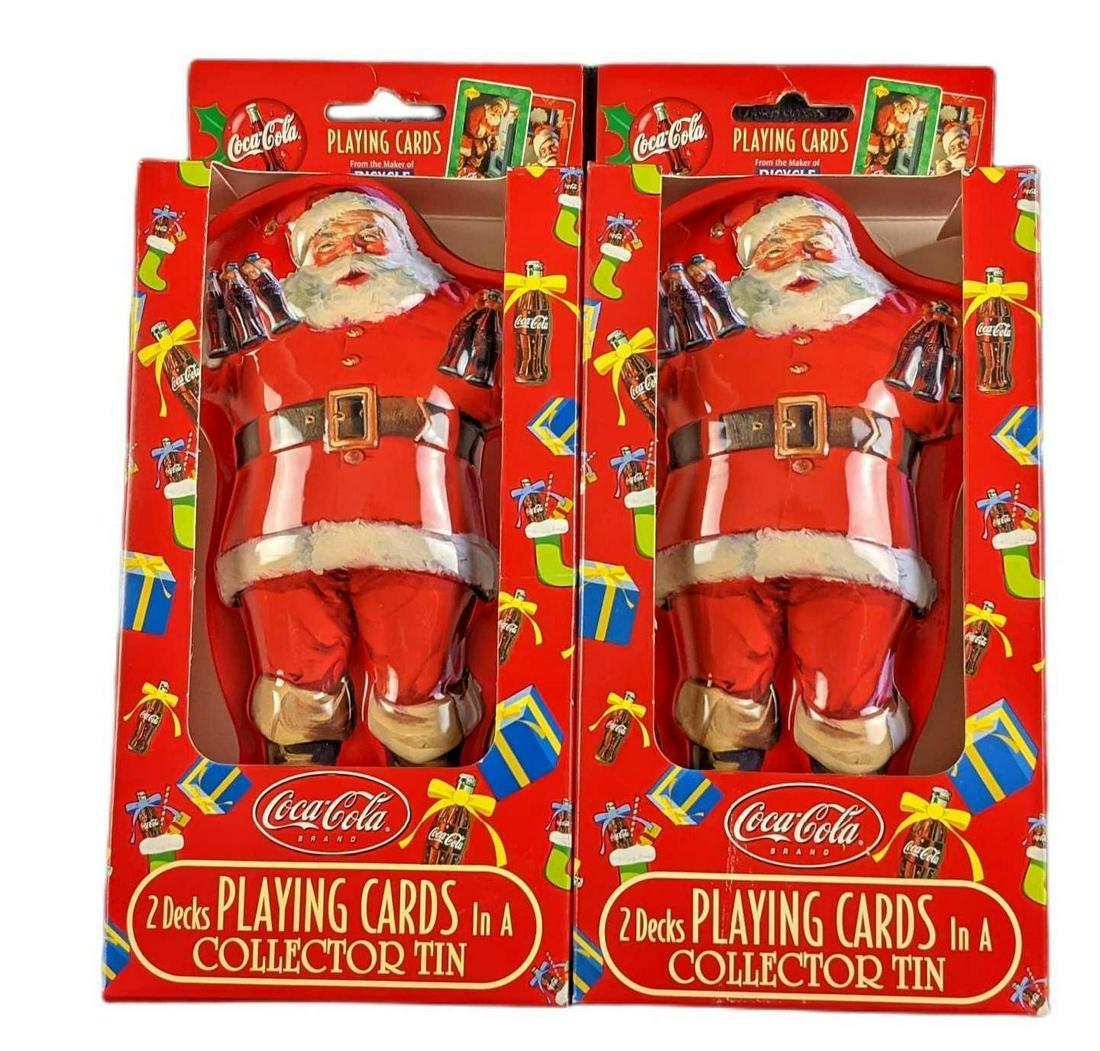 Coca Cola Christmas Santa Tin 4 Decks Of Playing Cards (1 of 6)