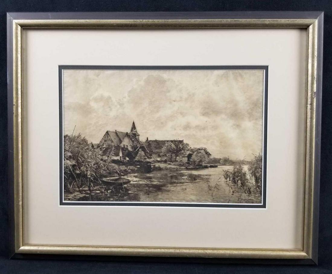 Gustav Schonleber 1888 Framed Landscape Print Dorf In (1 of 10)