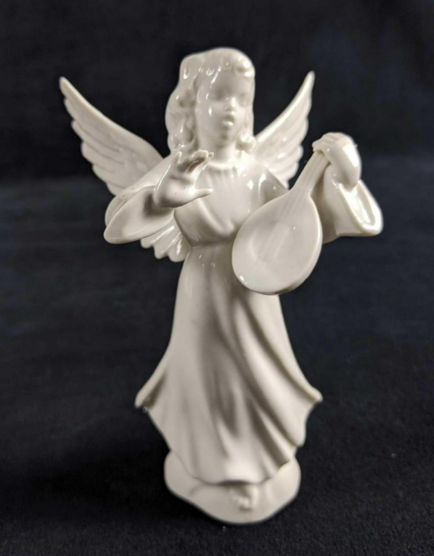 Vintage White Porcelain Dresden Angel With Lute (1 of 6)