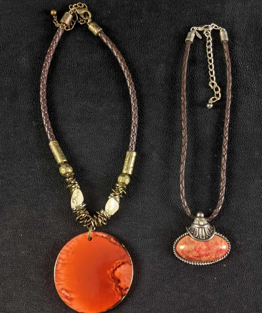Leather Chain Chico's Necklace Orange Pendants (1 of 7)