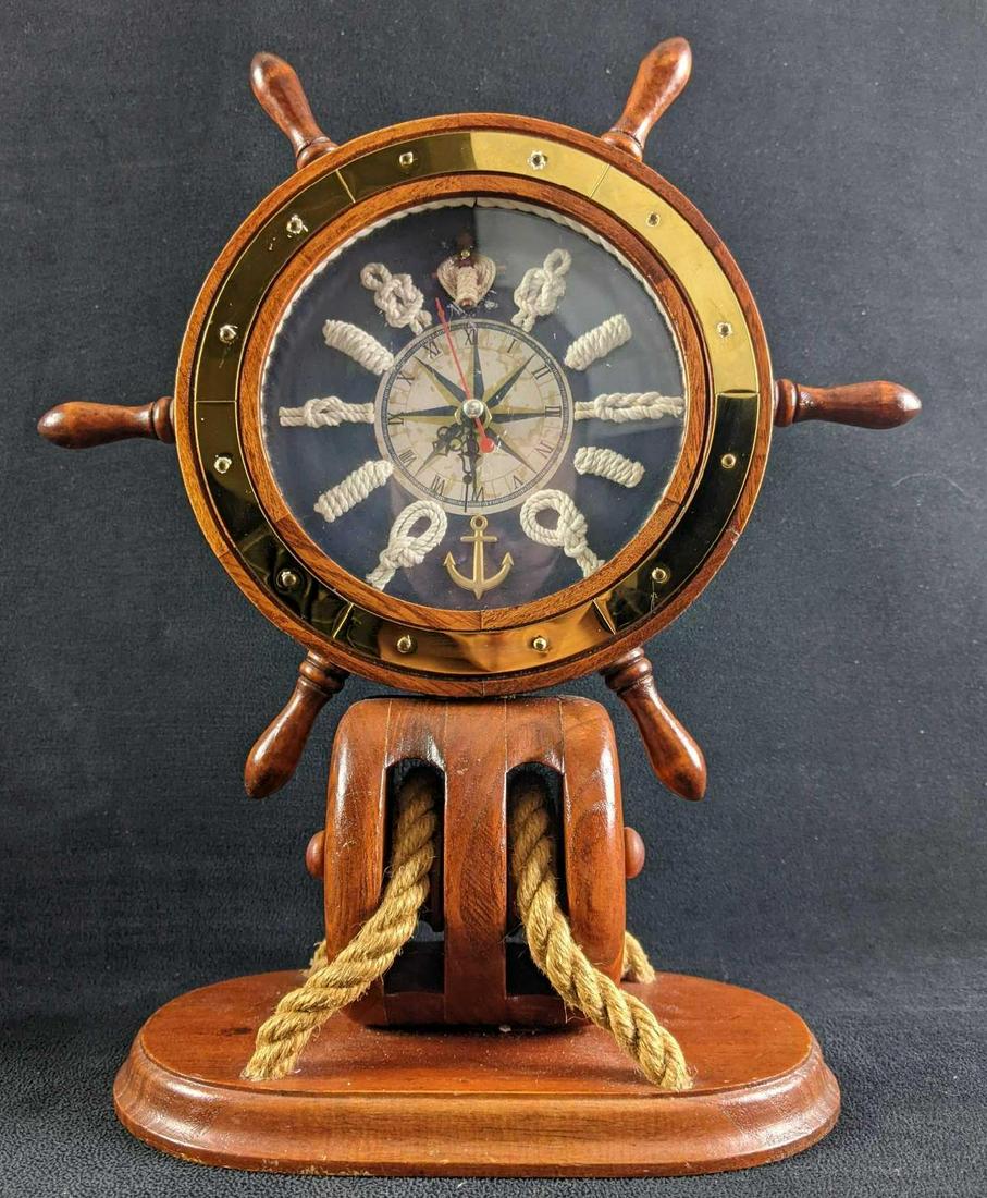 Nautical Ship Wheel Clock Wooden Clock (1 of 9)