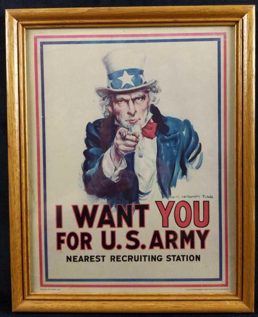 1980 Framed Uncle Sam I Want You Mini Poster (1 of 5)