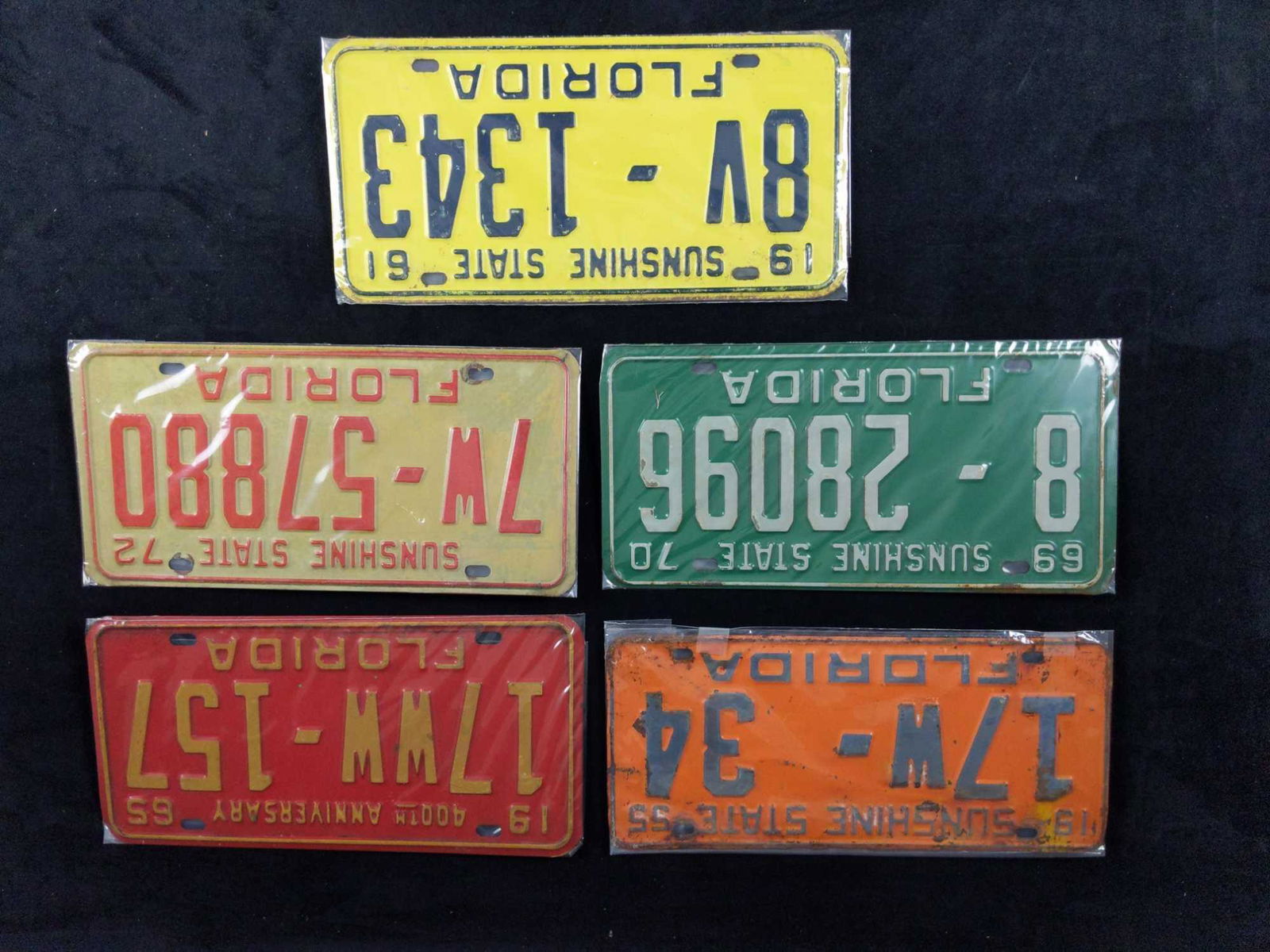 Five Vintage Florida License Plate 50 to 70 A (1 of 7)