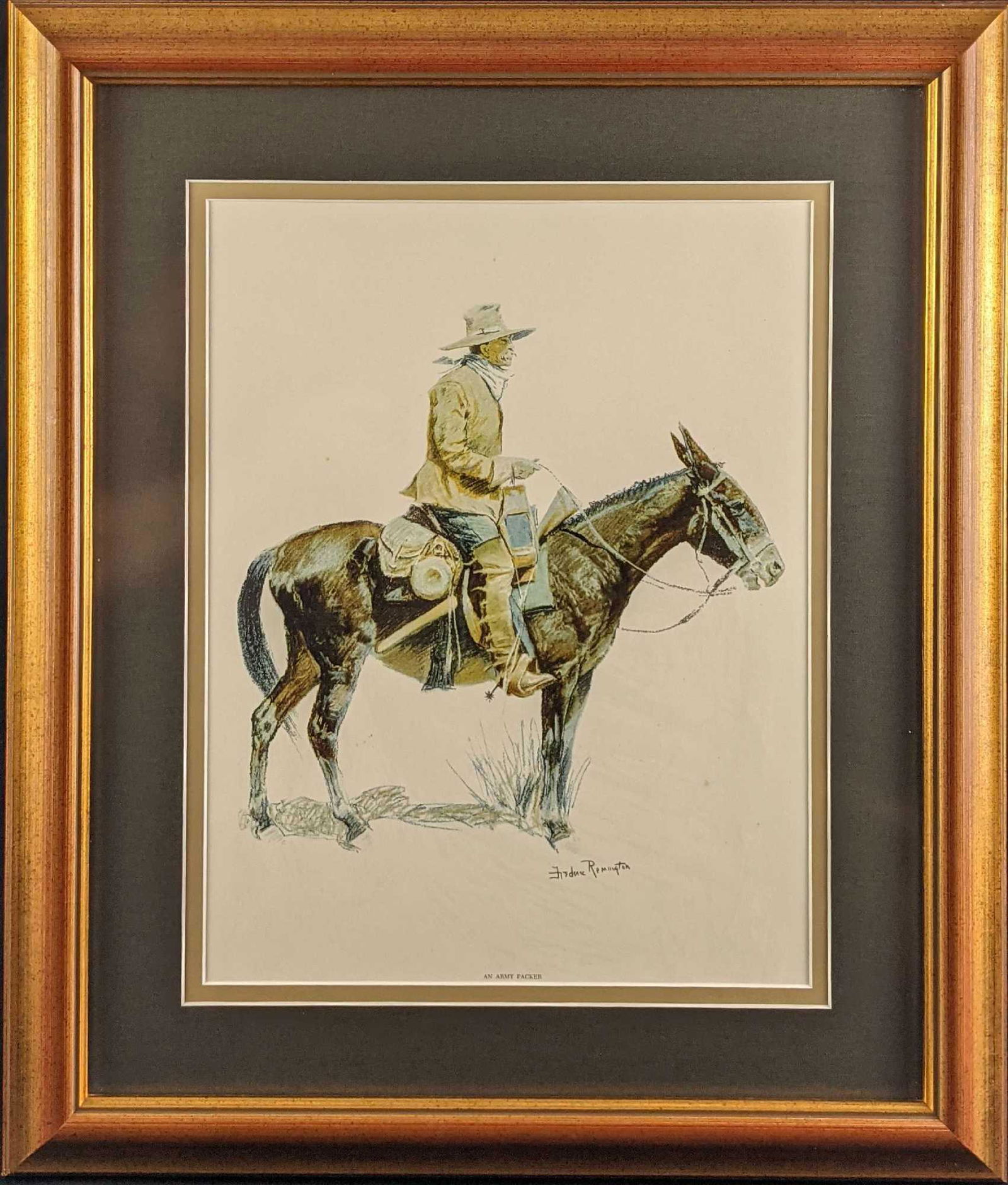 Framed Frederic Remington Army Packer on Mule (1 of 5)