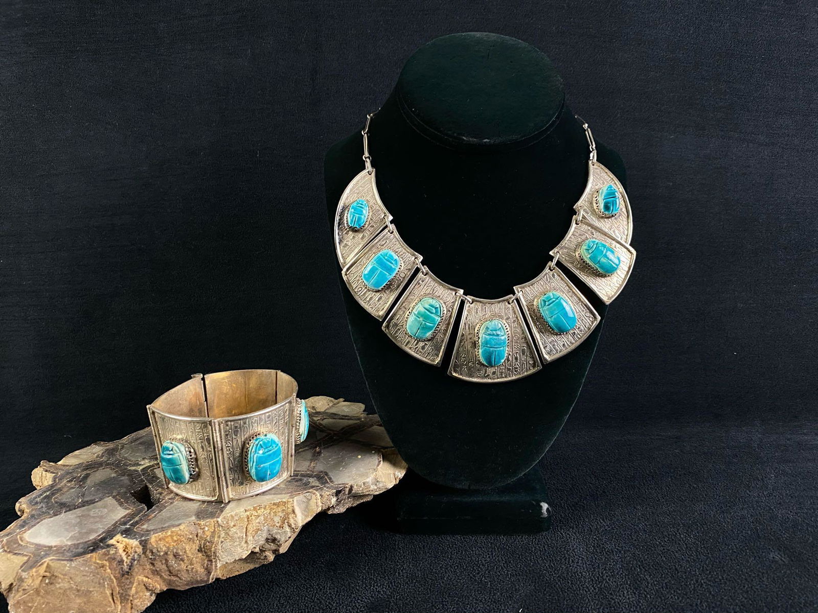 Vintage Sterling Silver Egyptian Turquoise Scarab (1 of 11)