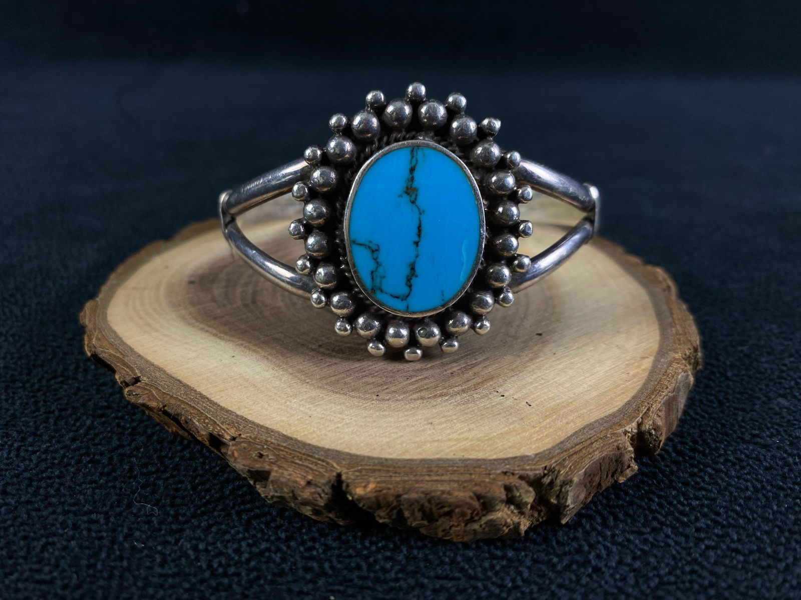 Vintage Navajo Sterling Silver Turquoise Cuff Bracelet (1 of 6)