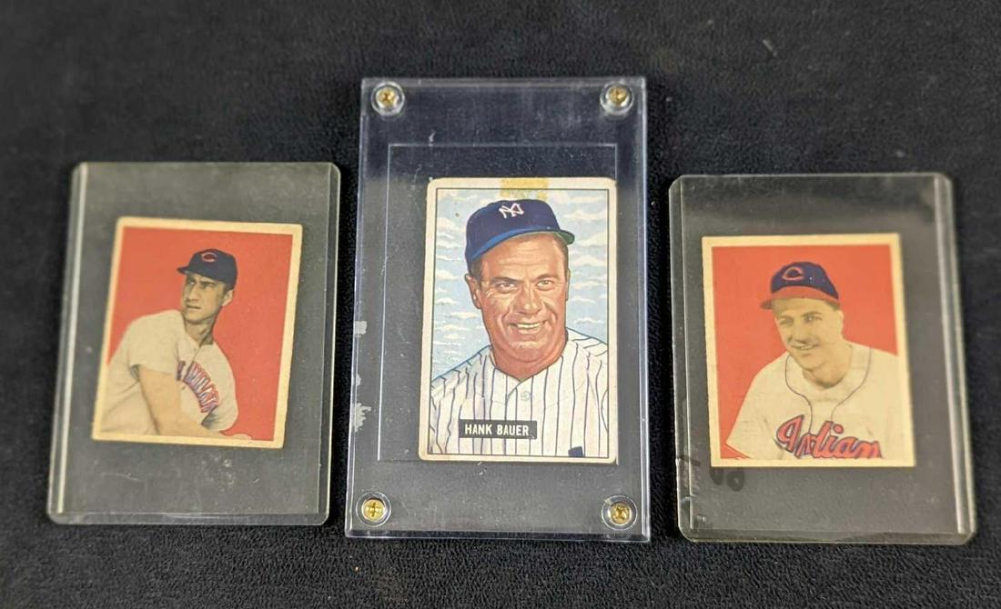 3 Vintage Bowman Baseball Cards Sauer Boudreau Boudreau (1 of 8)