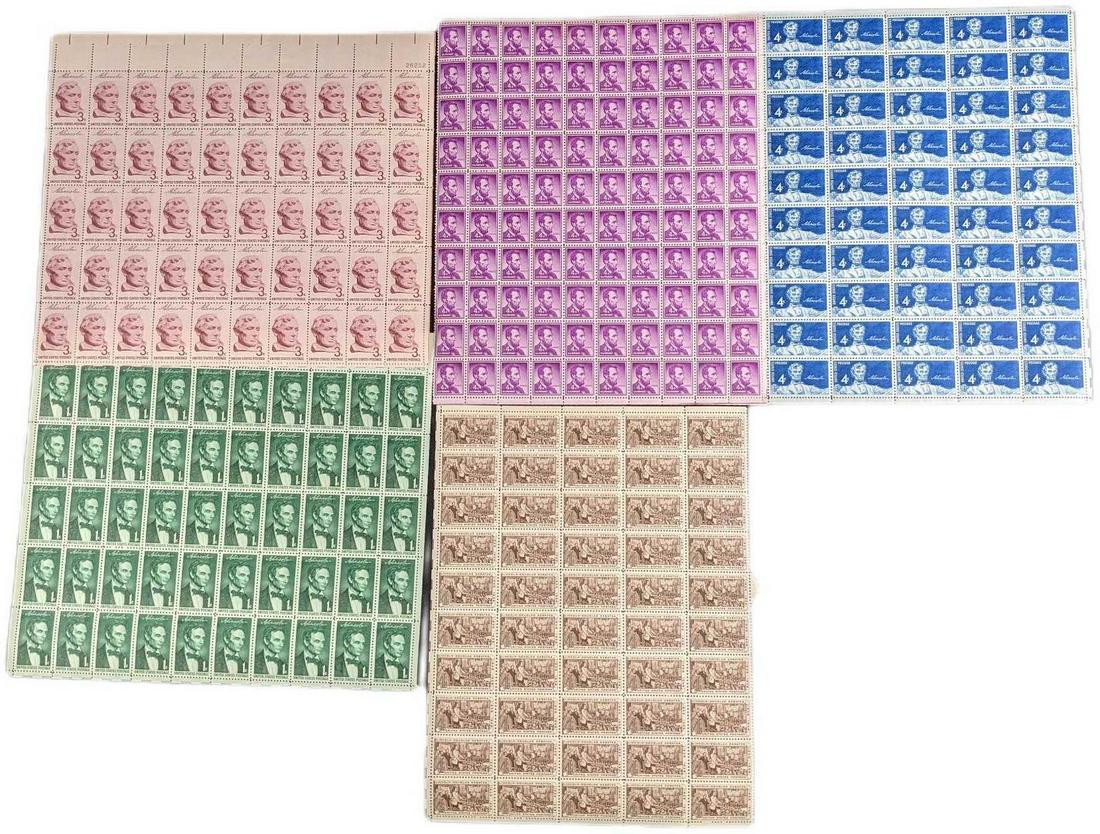 5 Sheets Of Uncut US Postage Stamps Abraham Lincoln (1 of 7)
