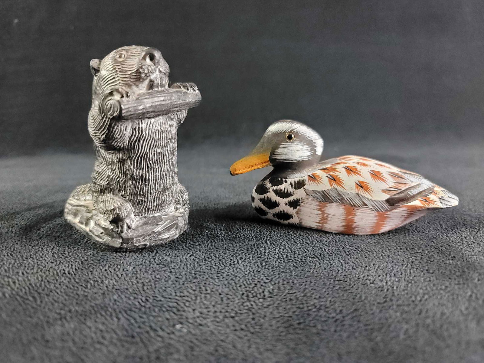 Handcarved Beaver and Wooden Duck (1 of 10)
