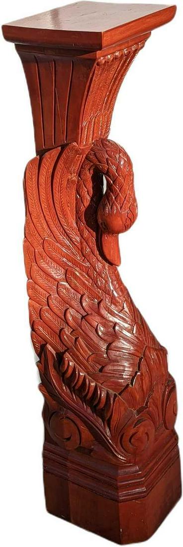 43" Wooden Swan Plant Stand Pillar (1 of 7)
