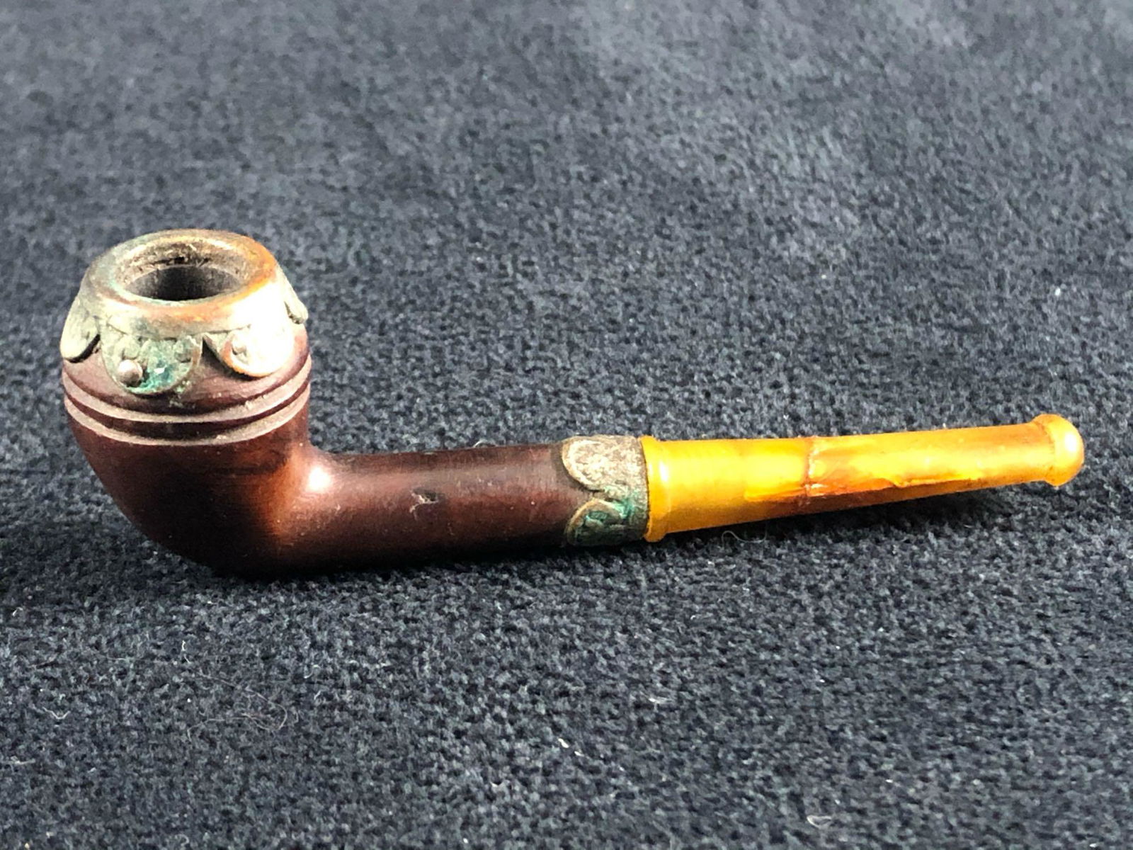 Antique Miniature Wood Copper Baklite Tabaco Pipe (1 of 10)