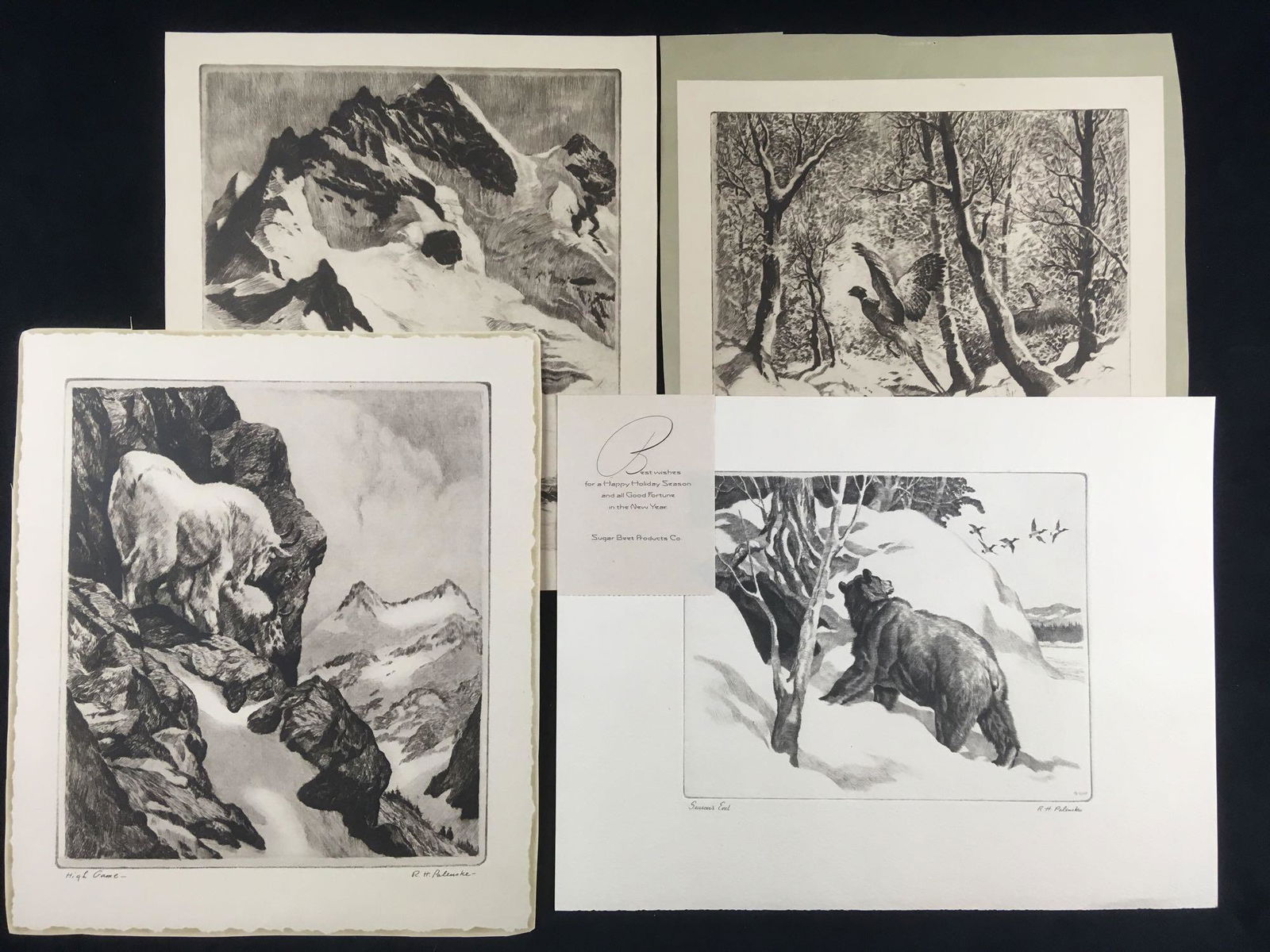 Reinhold Palenske Original Drypoint Wildlife Mountain (1 of 5)