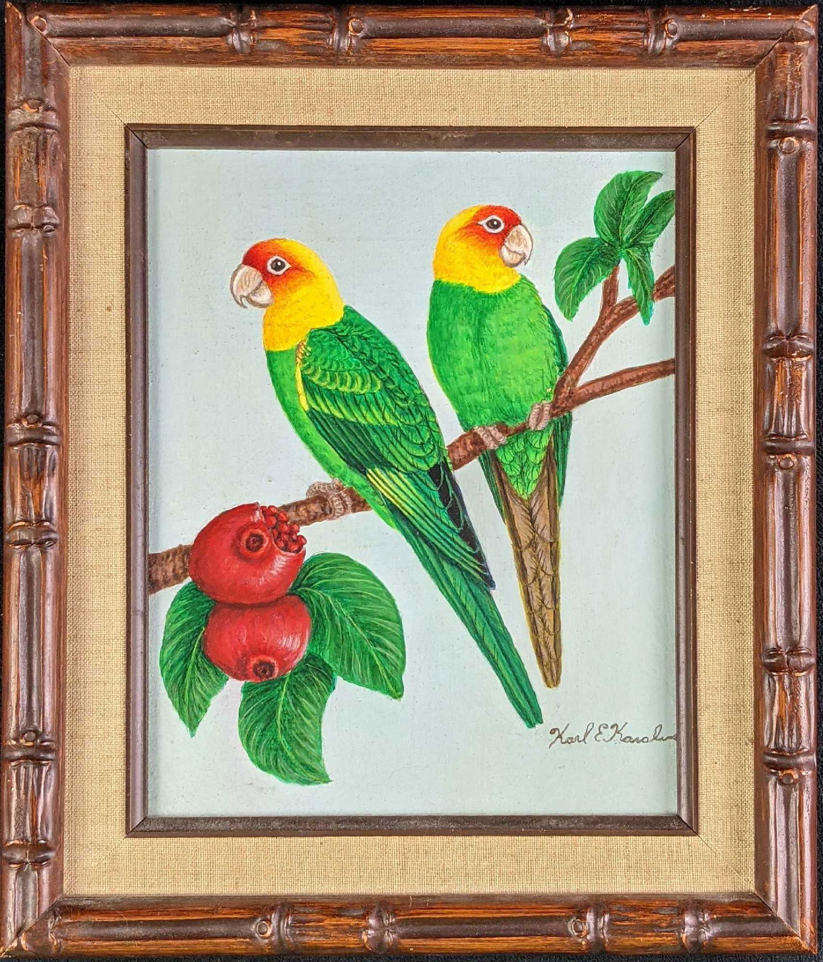 Framed Original Acrylic Karl Karalus Colorful Parrots (1 of 6)