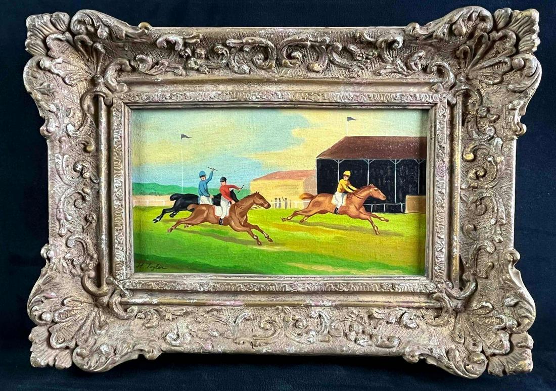 Vintage Acrylic Polo Painting by H. Taylor Framed (1 of 7)