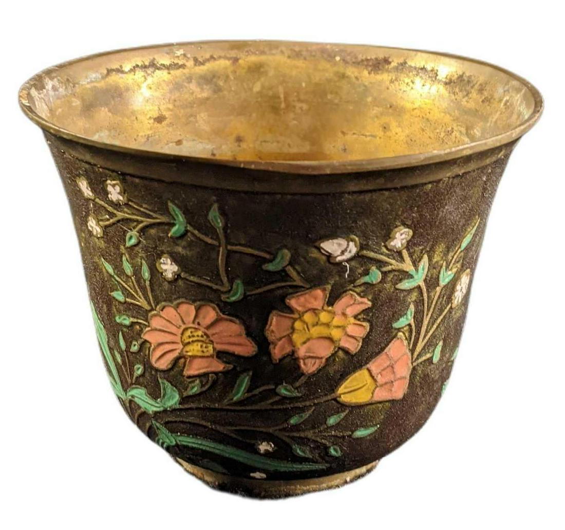 Vintage Hand Painted Solid Brass Decorative Vase (1 of 6)