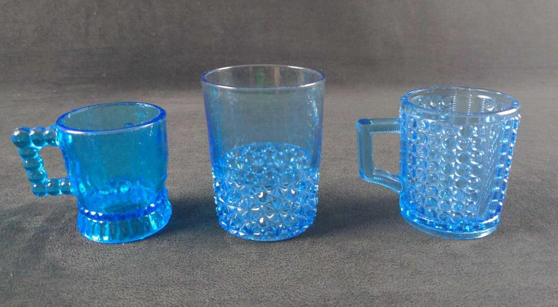 Vintage Mini Blue Drinkware Mugs Water Glasses (1 of 9)