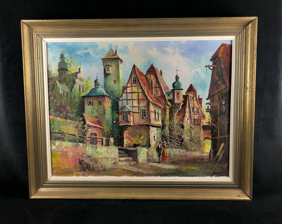 Vintage Cityscape Signed Framed Original Oil On Canvas (1 of 10)