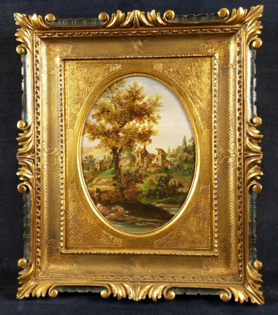 Framed Original Vintage Oil On Panel Cottage (1 of 7)