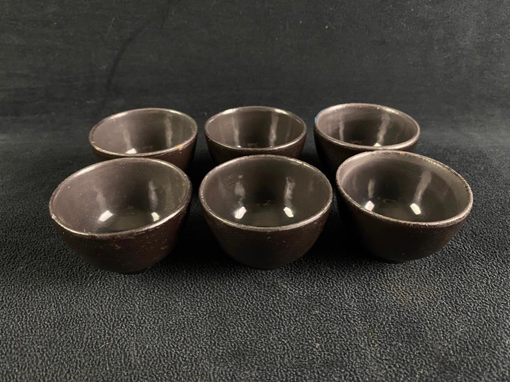 Six Japanese Earthenware Sake Cups (1 of 6)