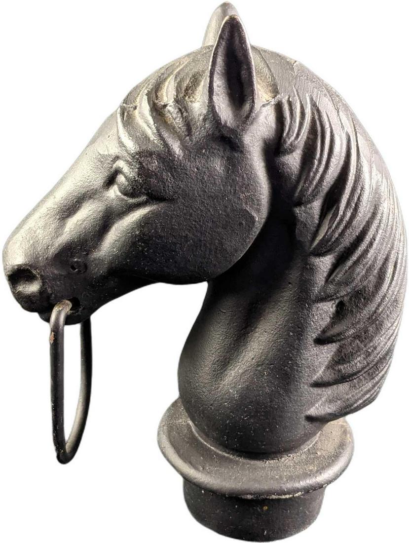 Vintage Cast Iron Black Horse Head Hitching Post (1 of 6)