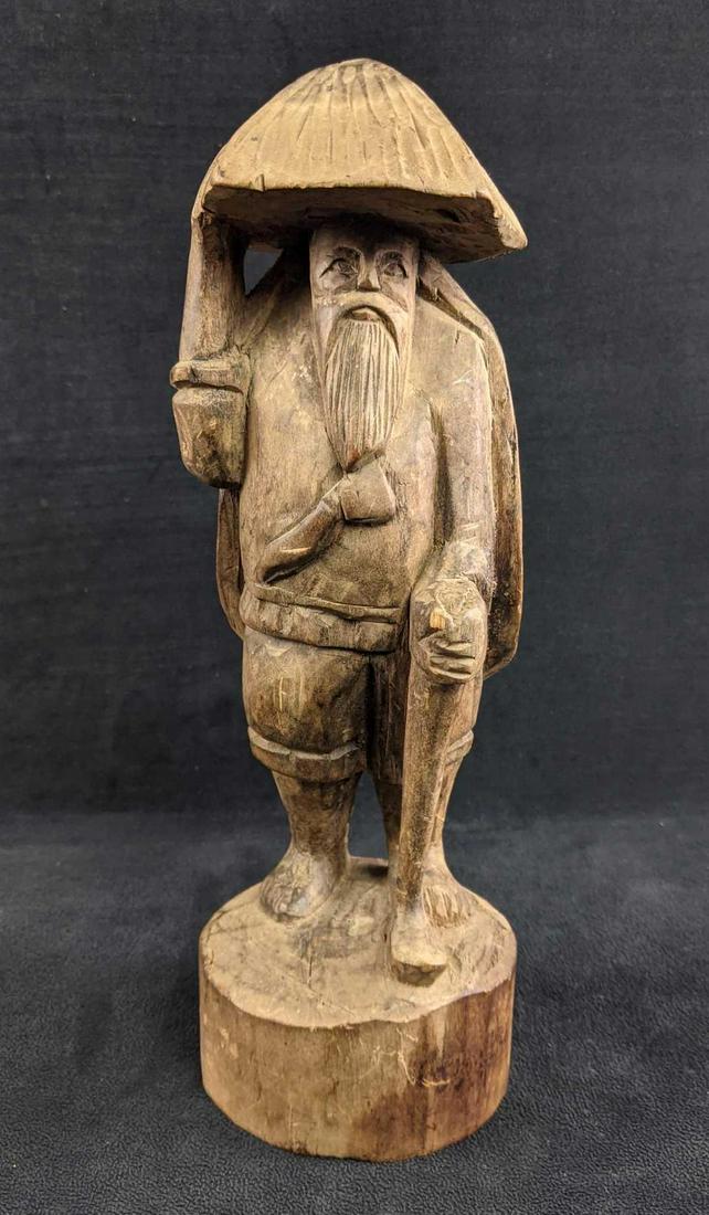 Hand Carved Wooden East Asian Man (1 of 5)