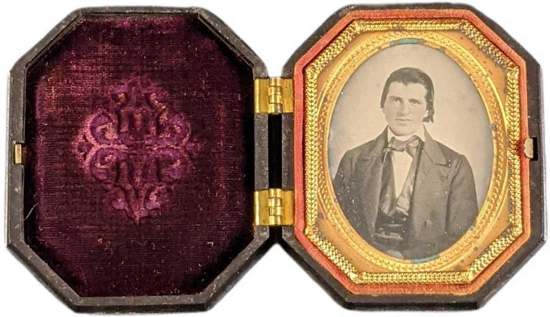 Antique Tintype Portrait W Gutta Percha Case Young Man (1 of 7)