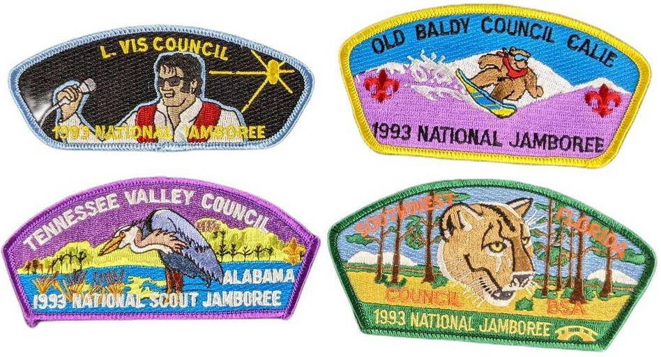 Four 1993 Boy Scout Jamboree Patches