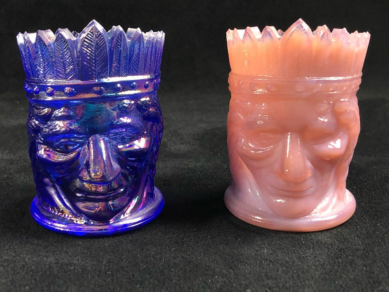 Joe Rice 1852 Chieftain Toothpick Holder 2002: This lot features two 1852 Joe Rice 2002 Chieftain toothpick holders from his 2002 collection. In great condition with no known cracks or chips. There are some known scuff marks at the base. The artis