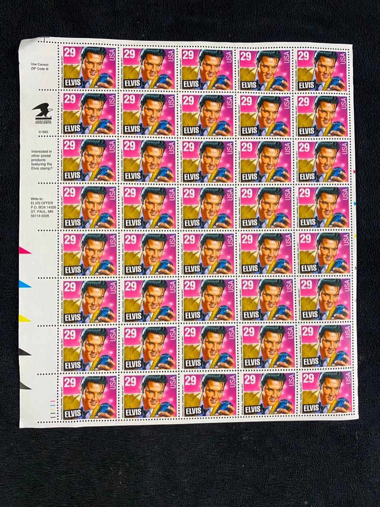 Full Sheet of 40 Elvis Presley $0.29 Stamps (1 of 3)