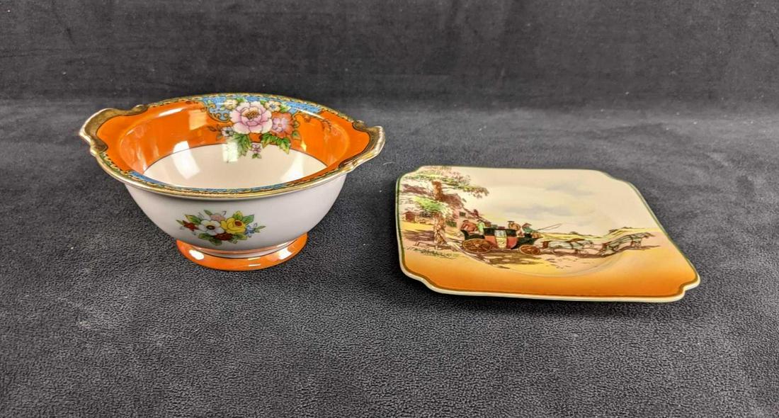Orange and White Ceramic Bowl and Plate (1 of 6)